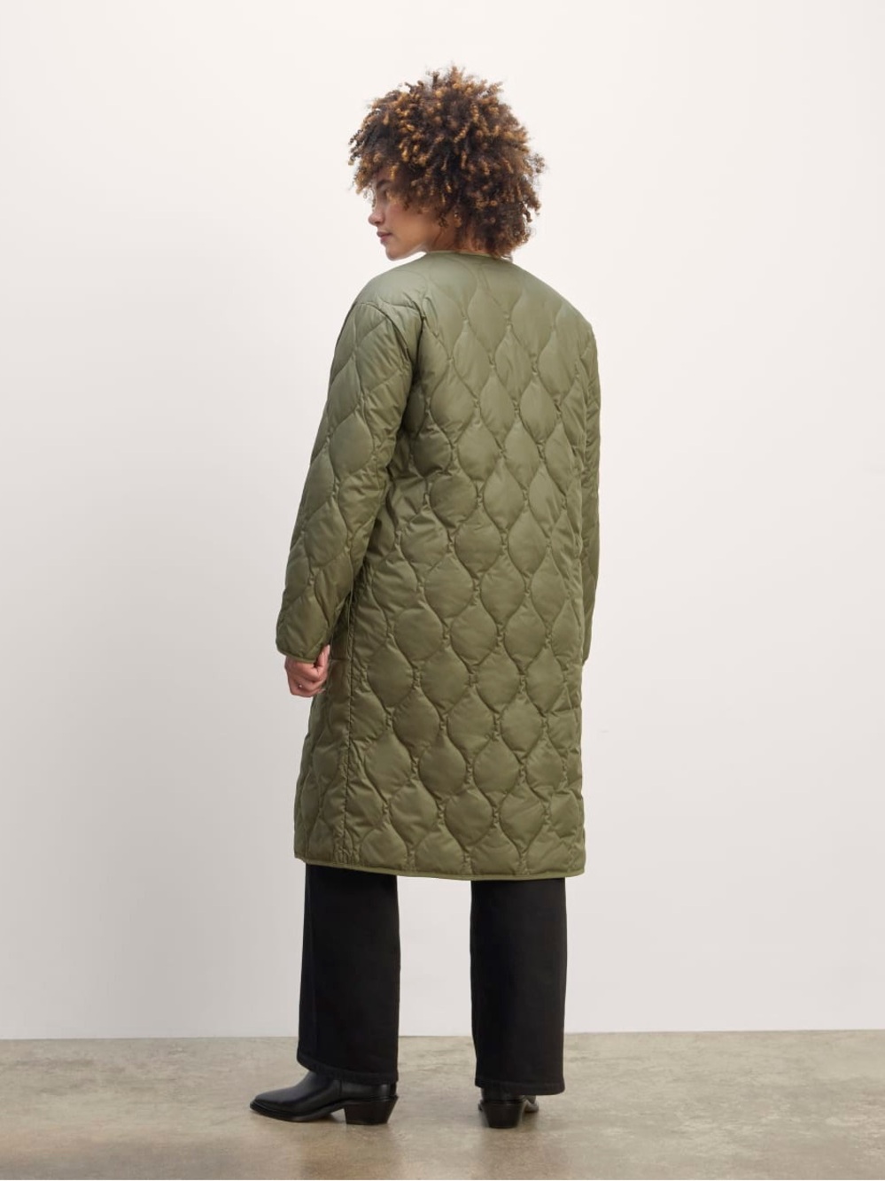 Everlane The Long Quilted Liner Coat in Kalamata Green XL - Picture 4 of 14